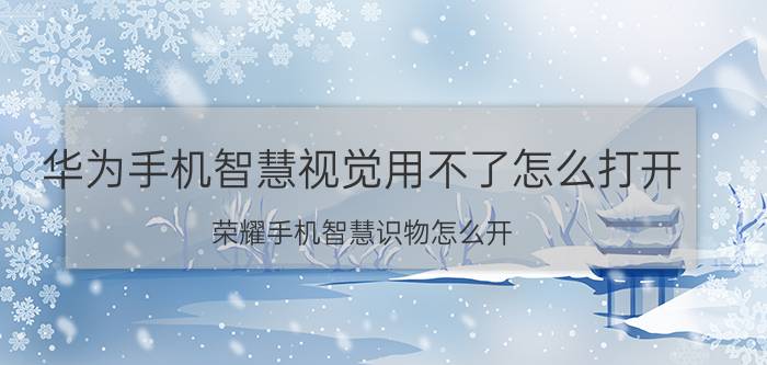 华为手机智慧视觉用不了怎么打开 荣耀手机智慧识物怎么开？